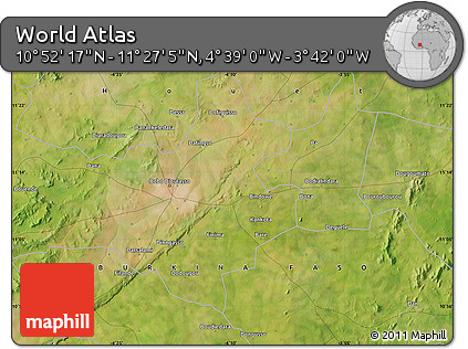 Satellite Map of the Area around 11° 9' 41" N, 4° 10' 30" W
