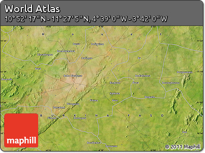 Satellite Map of the Area around 11° 9' 41" N, 4° 10' 30" W