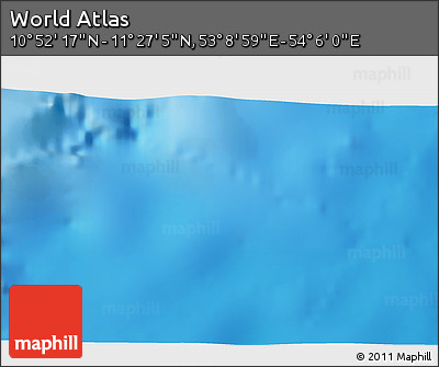 Physical 3D Map of the Area around 11° 9' 41" N, 53° 37' 30" E
