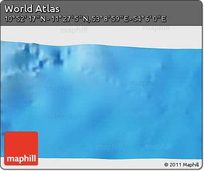 Physical 3D Map of the Area around 11° 9' 41" N, 53° 37' 30" E