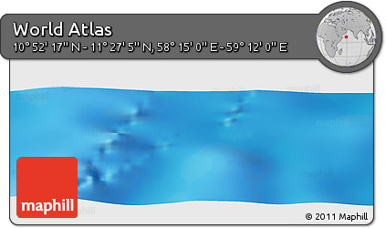 Physical Panoramic Map of the Area around 11° 9' 41" N, 58° 43' 30" E