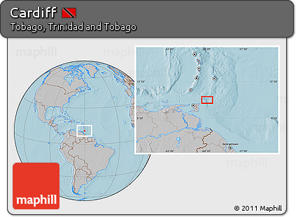 Gray Location Map of Cardiff, hill shading