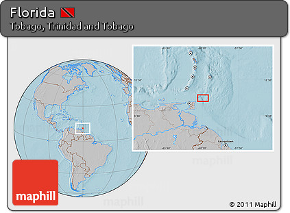 Gray Location Map of Florida, hill shading