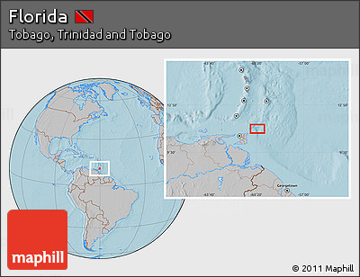 Gray Location Map of Florida, hill shading