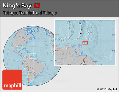Gray Location Map of King's Bay, hill shading