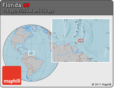 Gray Location Map of Florida, hill shading