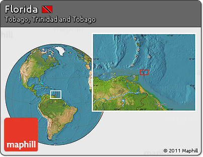 Satellite Location Map of Florida