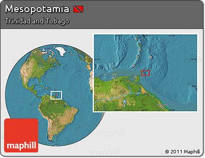 Satellite Location Map of Mesopotamia
