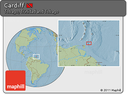 Savanna Style Location Map of Cardiff, hill shading