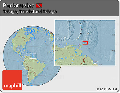 Savanna Style Location Map of Parlatuvier, hill shading
