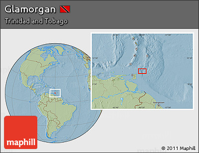 Savanna Style Location Map of Glamorgan, hill shading
