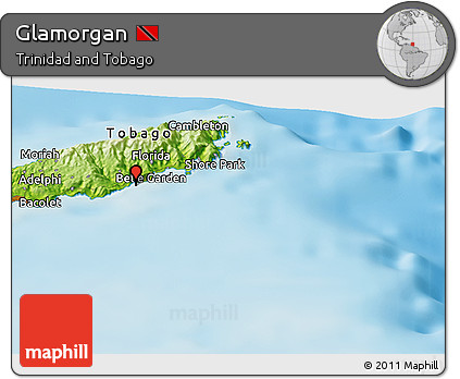 Physical Panoramic Map of Glamorgan