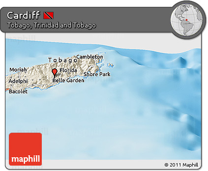 Shaded Relief Panoramic Map of Cardiff