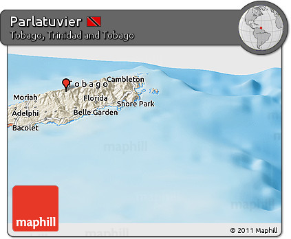 Shaded Relief Panoramic Map of Parlatuvier