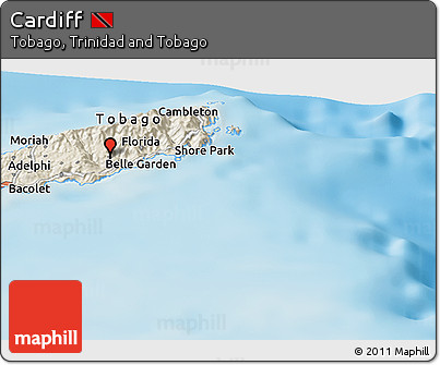 Shaded Relief Panoramic Map of Cardiff