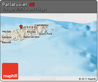 Shaded Relief Panoramic Map of Parlatuvier