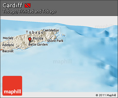 Shaded Relief Panoramic Map of Cardiff