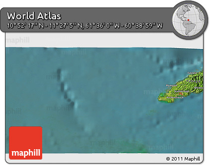 Satellite 3D Map of the Area around 11° 9' 41" N, 61° 7' 30" W