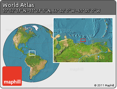 Satellite Location Map of the Area around 11° 9' 41" N, 66° 13' 29" W