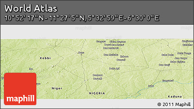 Physical Panoramic Map of the Area around 11° 9' 41" N, 6° 1' 30" E