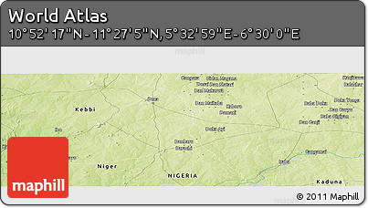 Physical Panoramic Map of the Area around 11° 9' 41" N, 6° 1' 30" E