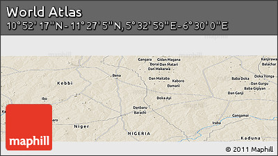Shaded Relief Panoramic Map of the Area around 11° 9' 41" N, 6° 1' 30" E