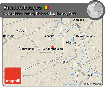 Shaded Relief 3D Map of Bendorobougou