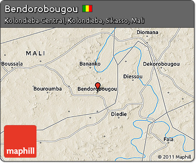 Shaded Relief 3D Map of Bendorobougou