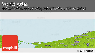 Physical Panoramic Map of the Area around 11° 9' 41" N, 71° 19' 29" W