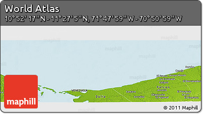 Physical Panoramic Map of the Area around 11° 9' 41" N, 71° 19' 29" W
