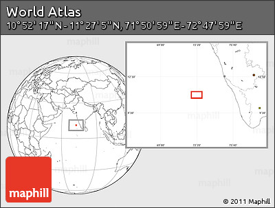 Blank Location Map of the Area around 11° 9' 41" N, 72° 19' 29" E