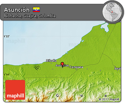 Physical Map of Asunción