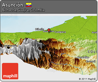 Physical Panoramic Map of Asunción