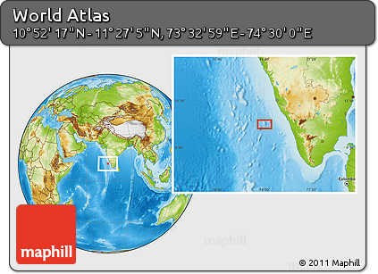 Physical Location Map of the Area around 11° 9' 41" N, 74° 1' 30" E