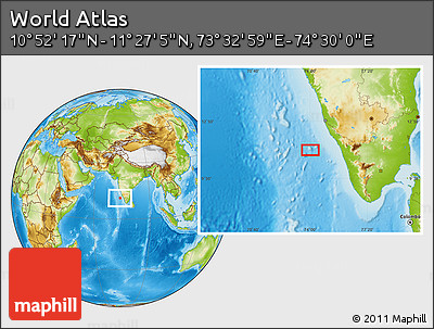 Physical Location Map of the Area around 11° 9' 41" N, 74° 1' 30" E