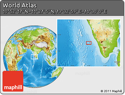 Physical Location Map of the Area around 11° 9' 41" N, 74° 1' 30" E