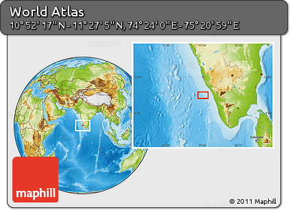 Physical Location Map of the Area around 11° 9' 41" N, 74° 52' 30" E