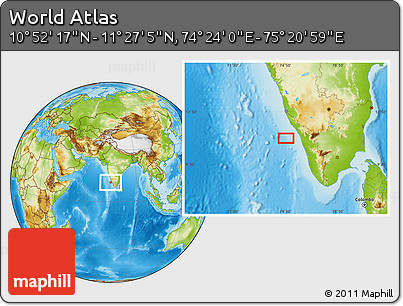 Physical Location Map of the Area around 11° 9' 41" N, 74° 52' 30" E