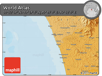 Political Map of the Area around 11° 9' 41" N, 75° 43' 29" E