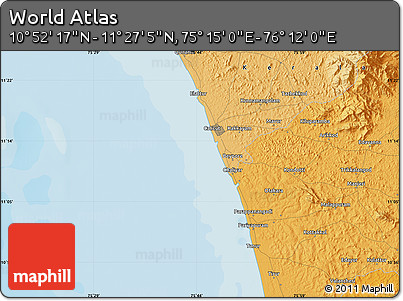 Political Map of the Area around 11° 9' 41" N, 75° 43' 29" E