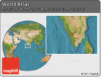 Satellite Location Map of the Area around 11° 9' 41" N, 76° 34' 29" E