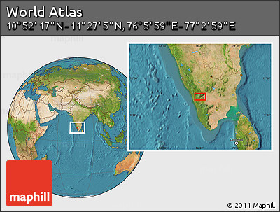 Satellite Location Map of the Area around 11° 9' 41" N, 76° 34' 29" E