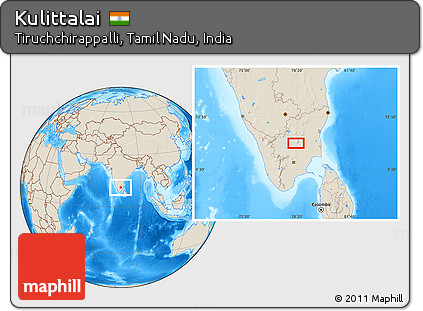 Shaded Relief Location Map of Kulittalai