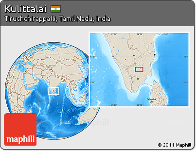 Shaded Relief Location Map of Kulittalai