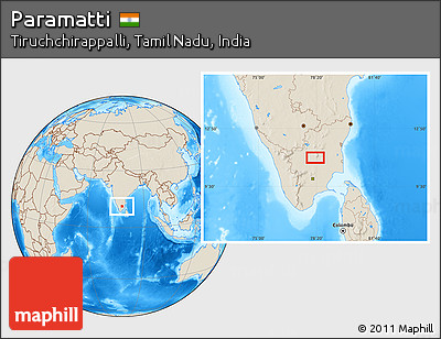 Shaded Relief Location Map of Paramatti