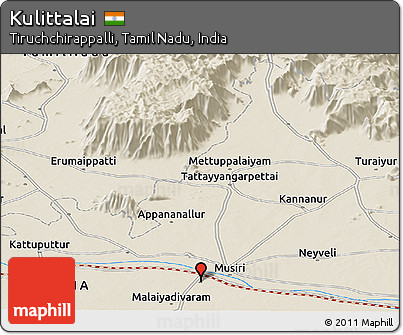 Shaded Relief Panoramic Map of Kulittalai