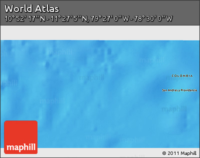 Physical 3D Map of the Area around 11° 9' 41" N, 78° 58' 29" W