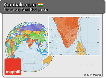 Political Location Map of Kumbakonam