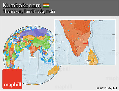 Political Location Map of Kumbakonam