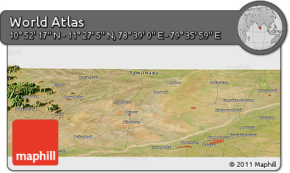 Satellite Panoramic Map of the Area around 11° 9' 41" N, 79° 7' 30" E